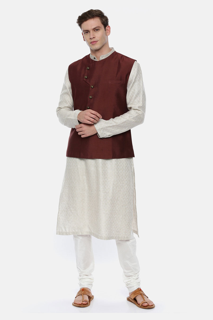 Brown Overlap Bandi Jacket