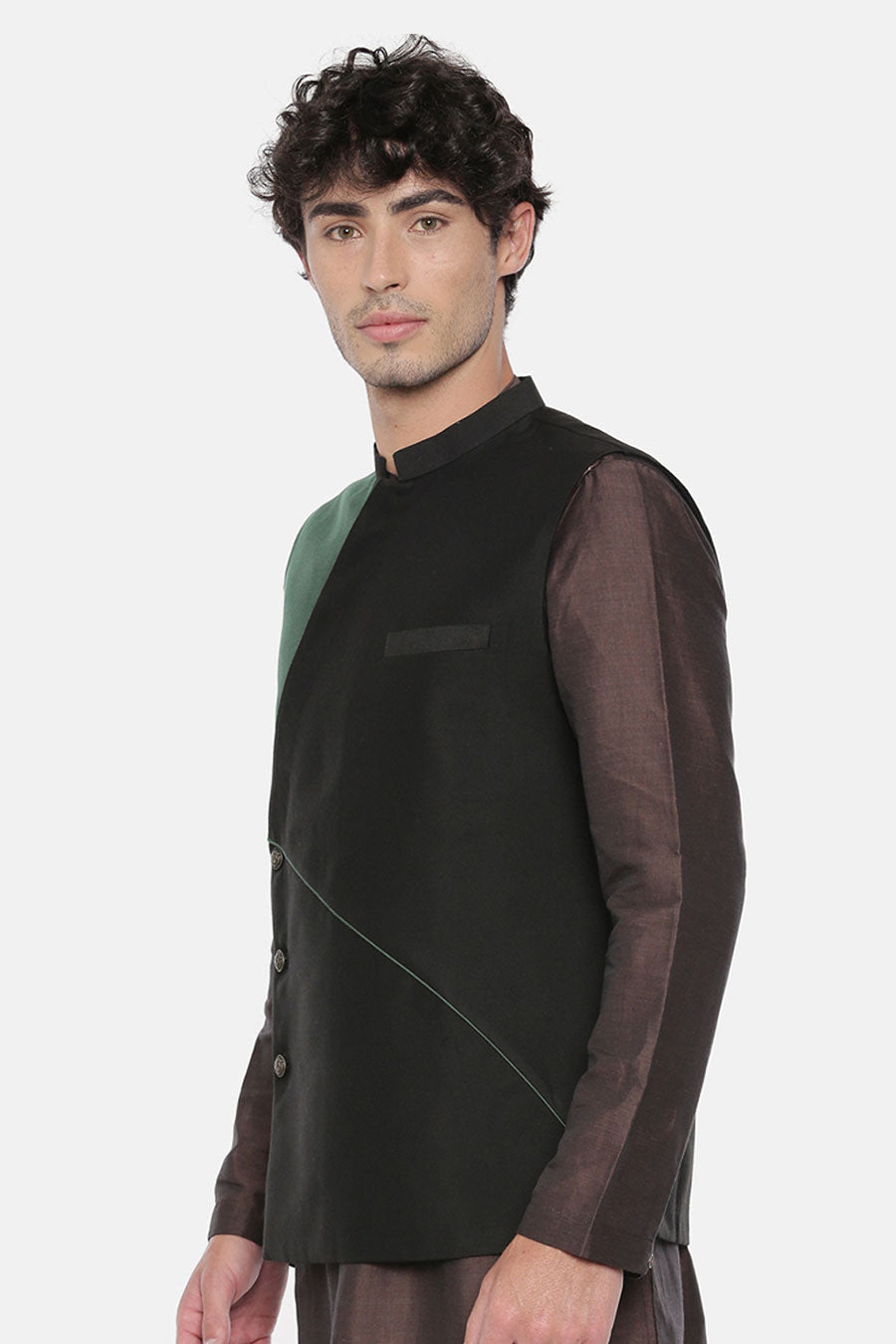 Black & Green Overlap Bandi Jacket
