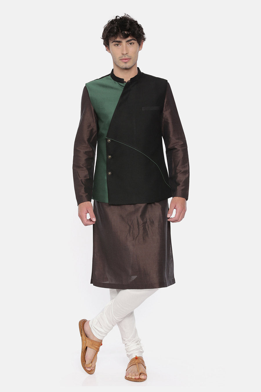 Black & Green Overlap Bandi Jacket