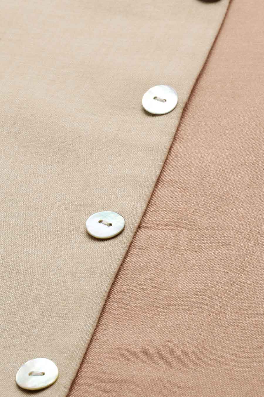 Beige Printed Panel Bandi Jacket