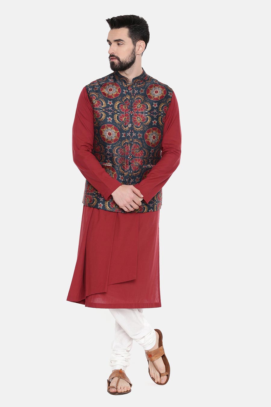Green & Red Printed Bandi Jacket