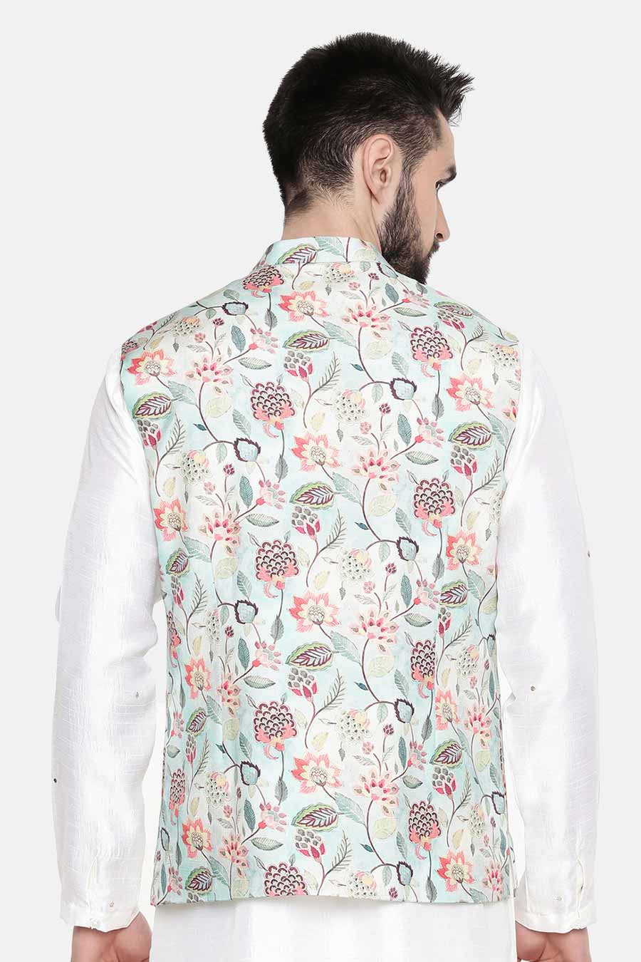 Pastel Green Printed Bandi Jacket