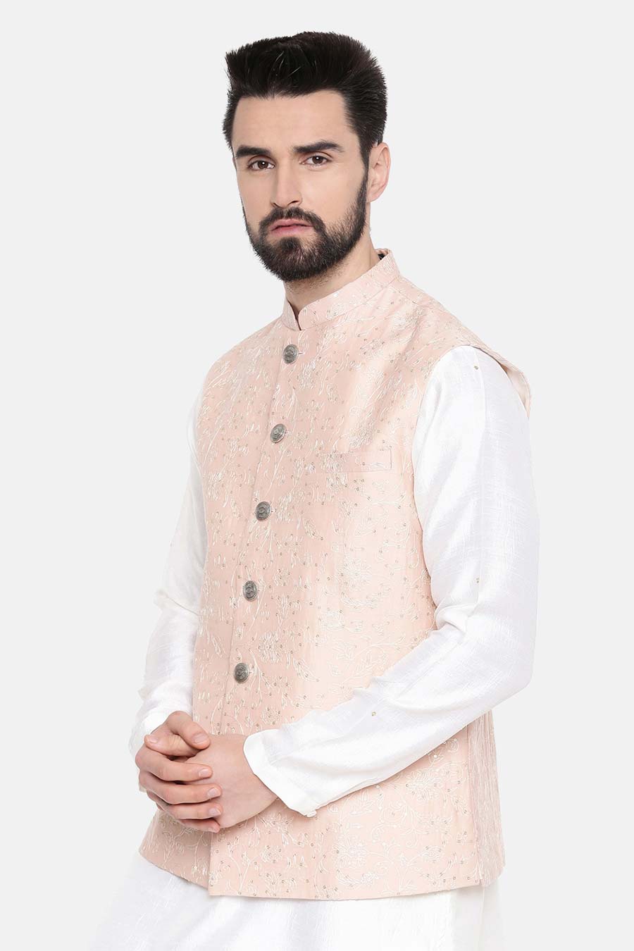 Pink Embroidered Bandi Jacket