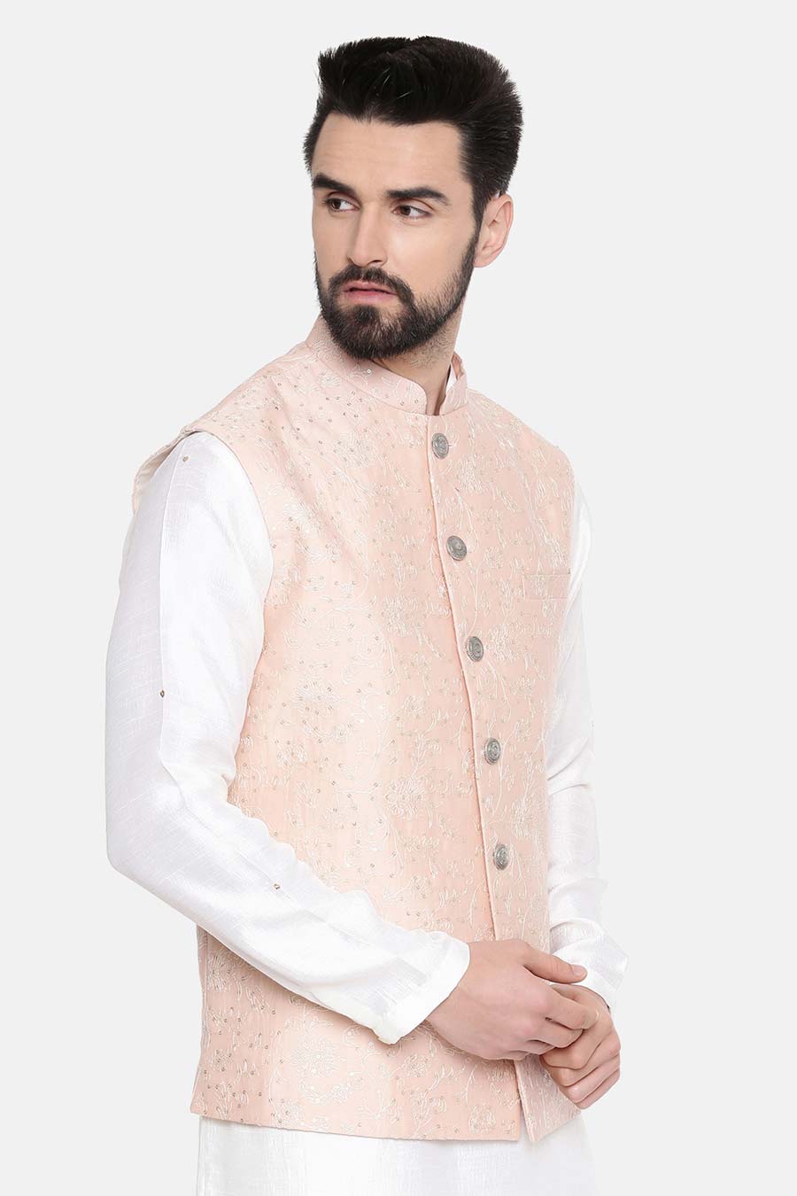 Pink Embroidered Bandi Jacket