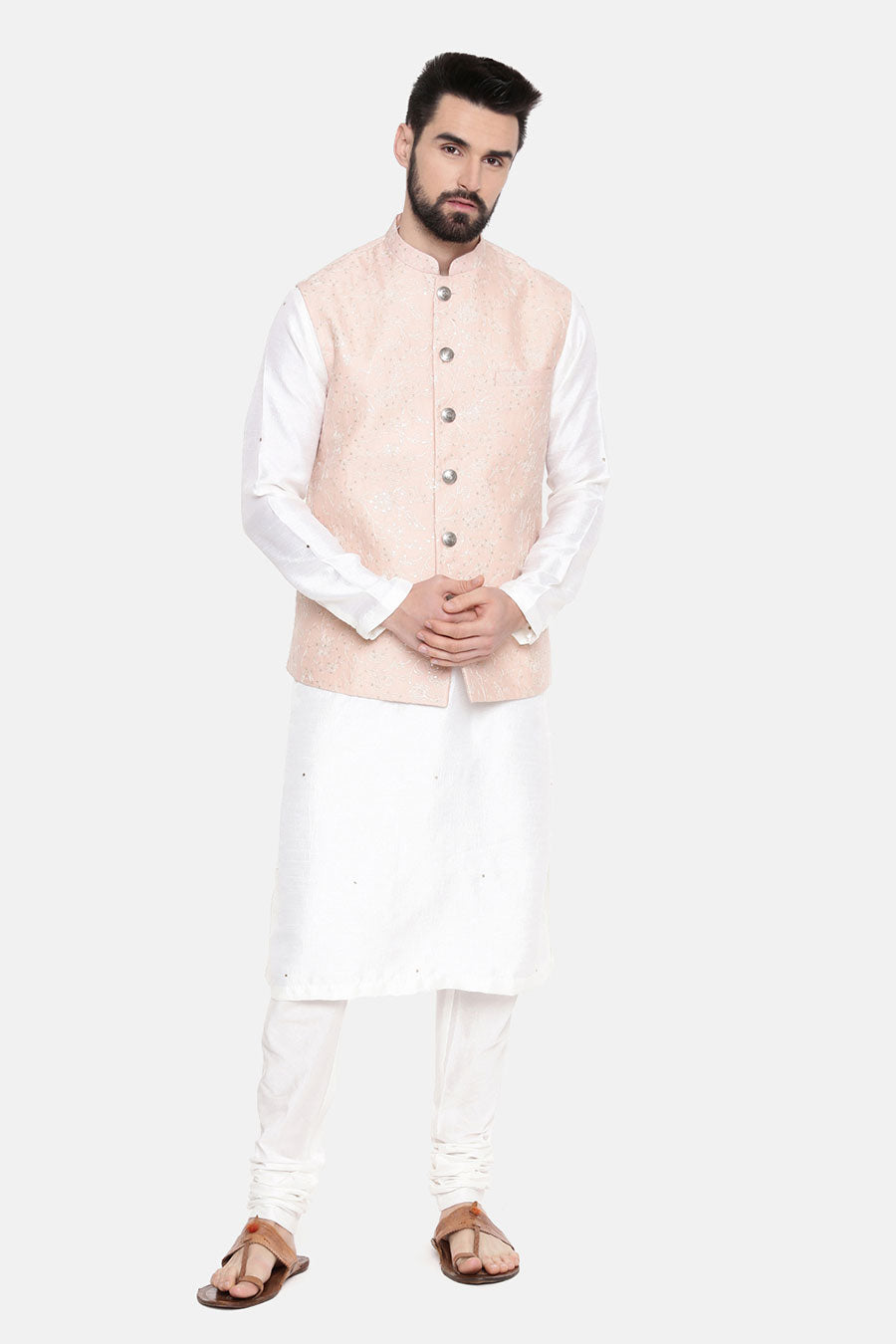 Pink Embroidered Bandi Jacket