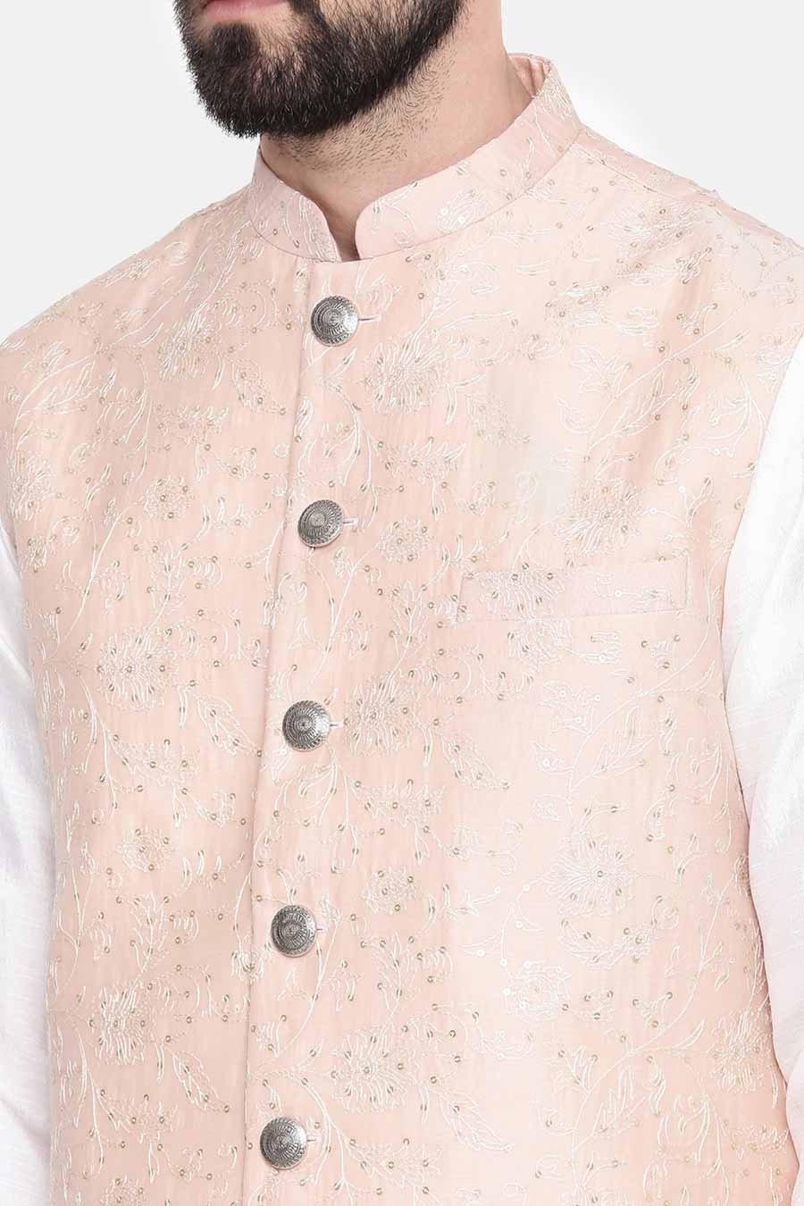 Pink Embroidered Bandi Jacket