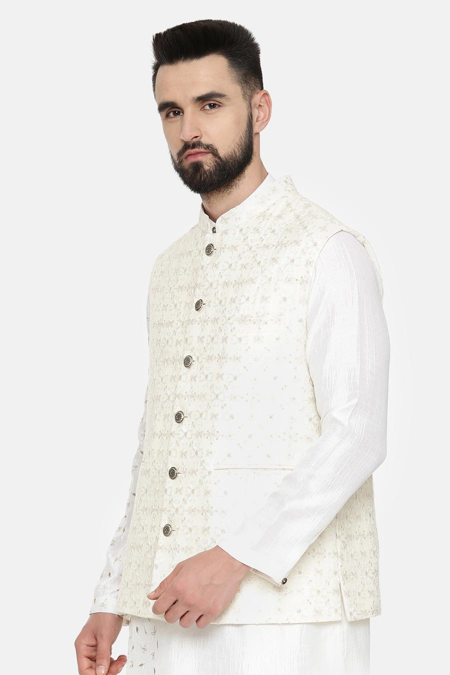 Ivory Embroidered Bandi Jacket