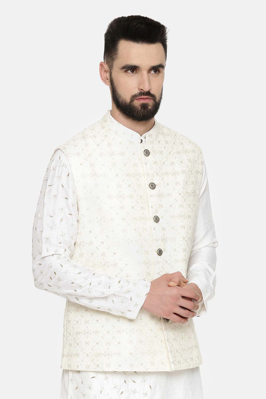 Ivory Embroidered Bandi Jacket