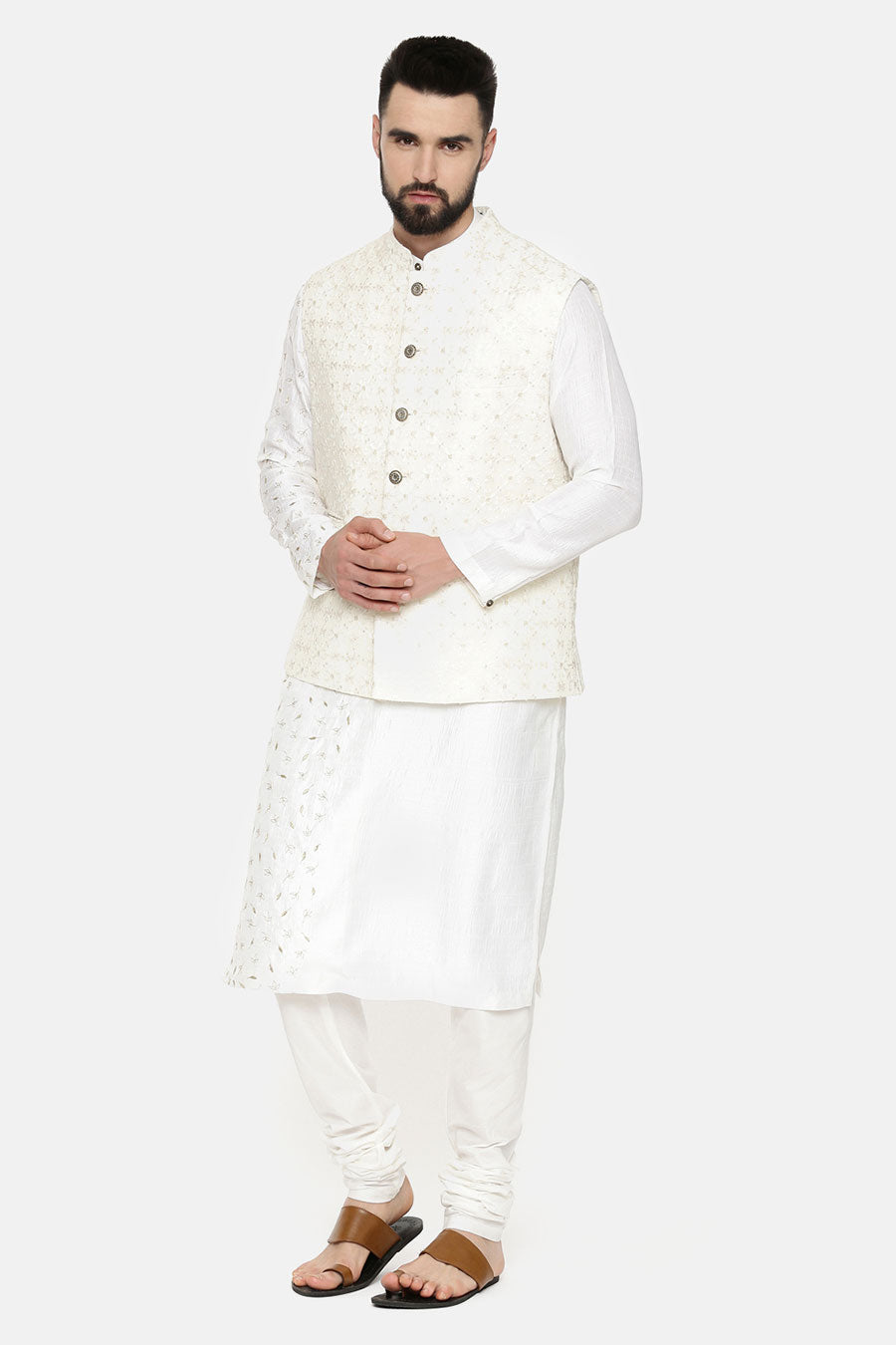 Ivory Embroidered Bandi Jacket
