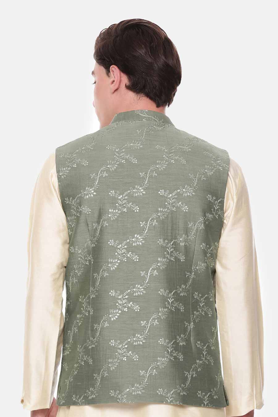 Green Embroidered Bandi Jacket