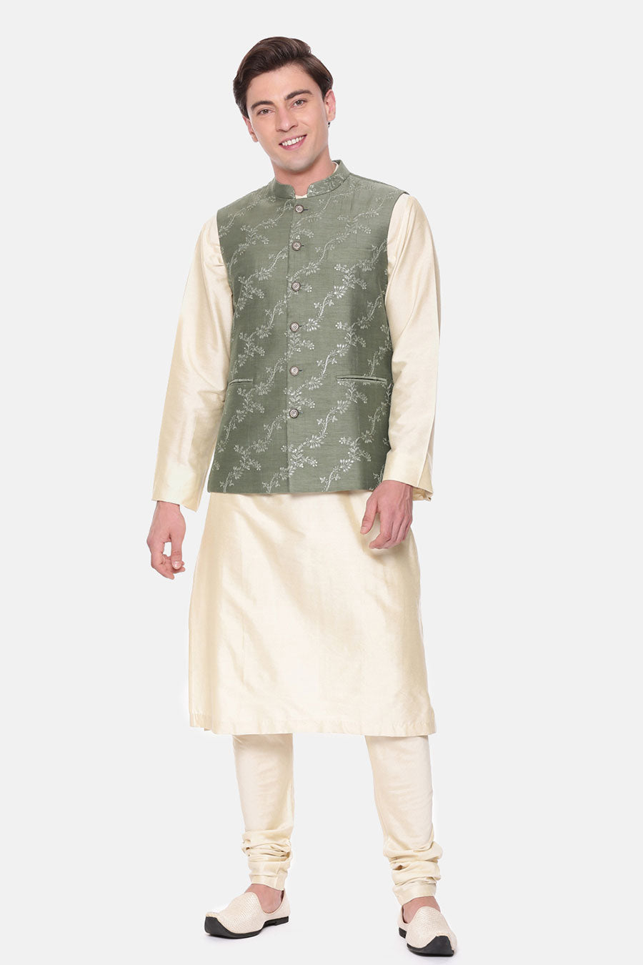 Green Embroidered Bandi Jacket