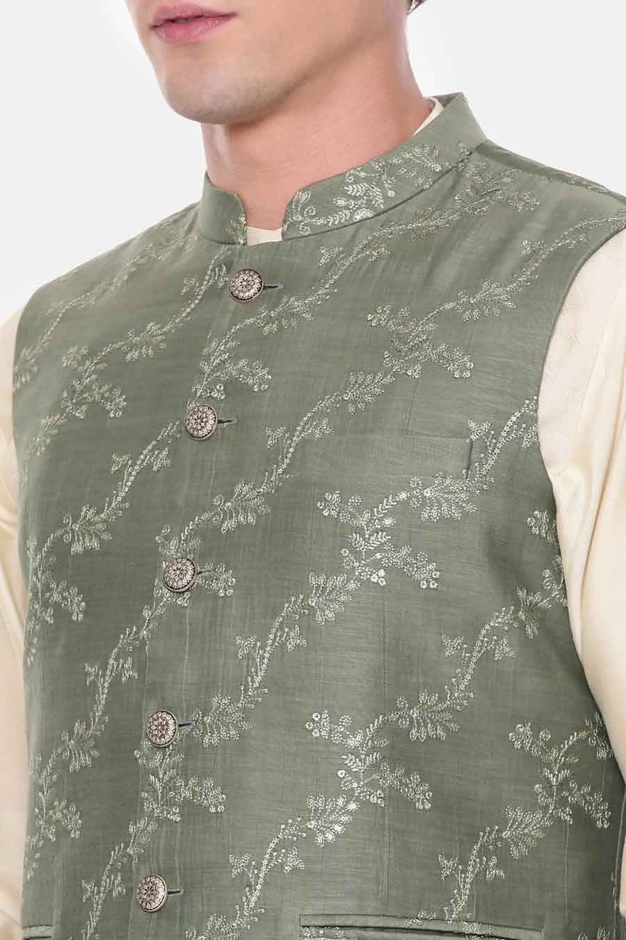 Green Embroidered Bandi Jacket