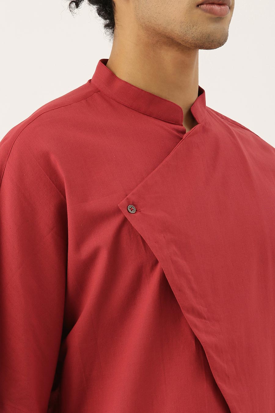 Red Overlap Short Kurta