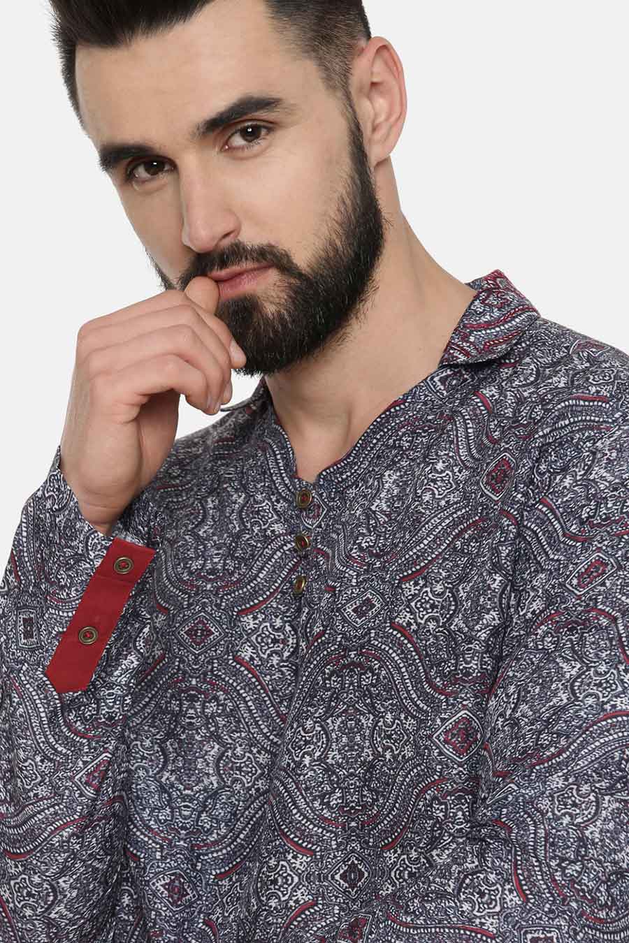 Blue Printed Short Kurta