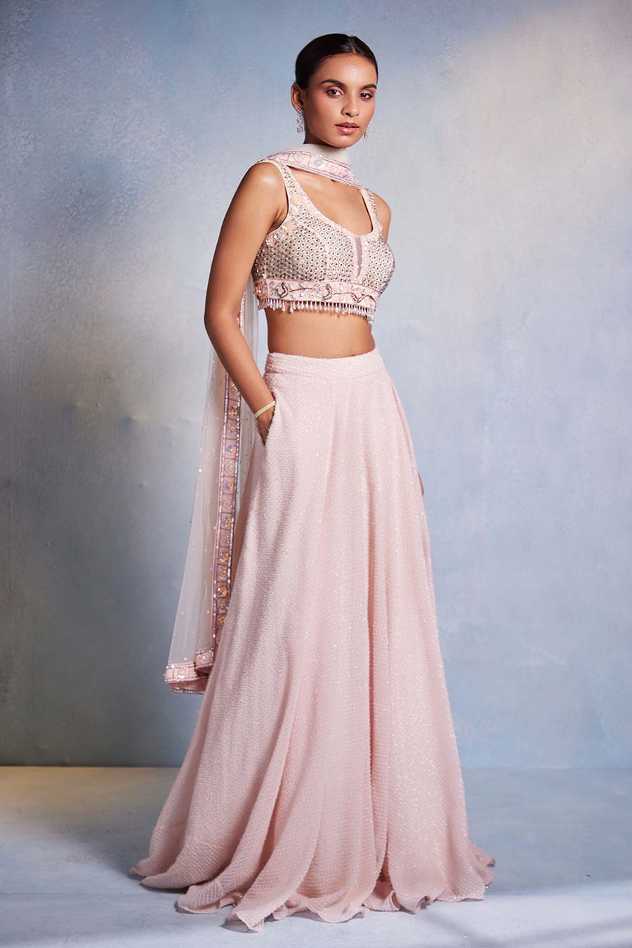Blush Pink Nirvi Embroidered Lehenga Set
