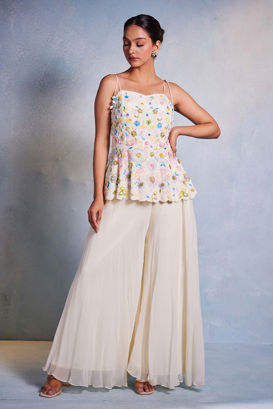Off-White Shankha Embroidered Sharara Co-Ord Set