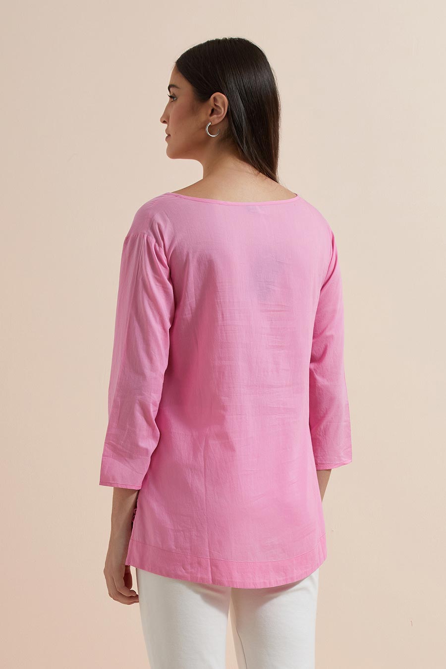 Fuchsia Cotton Embroidered Top