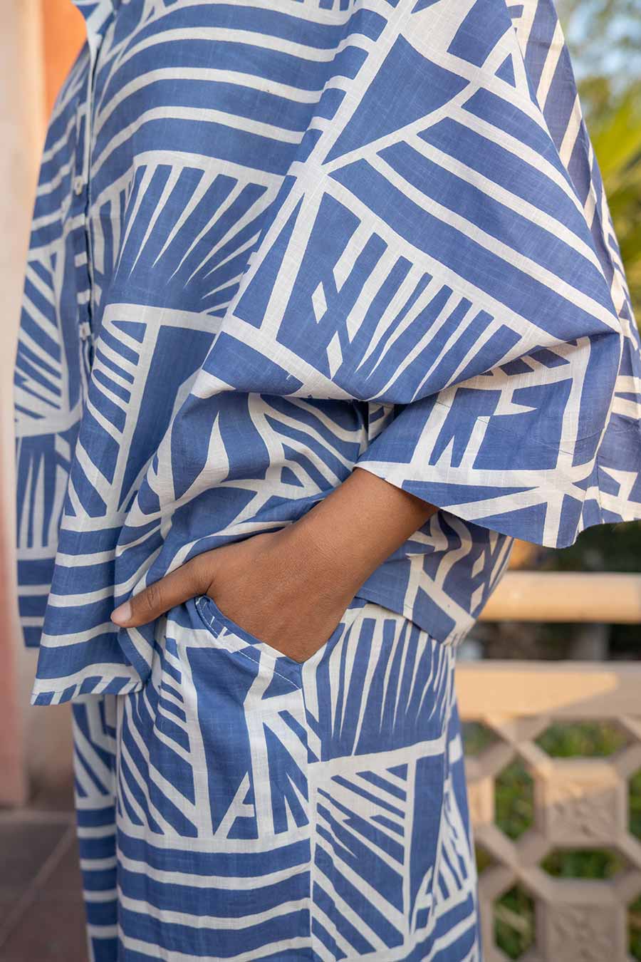 Blue Cotton Printed Shirt