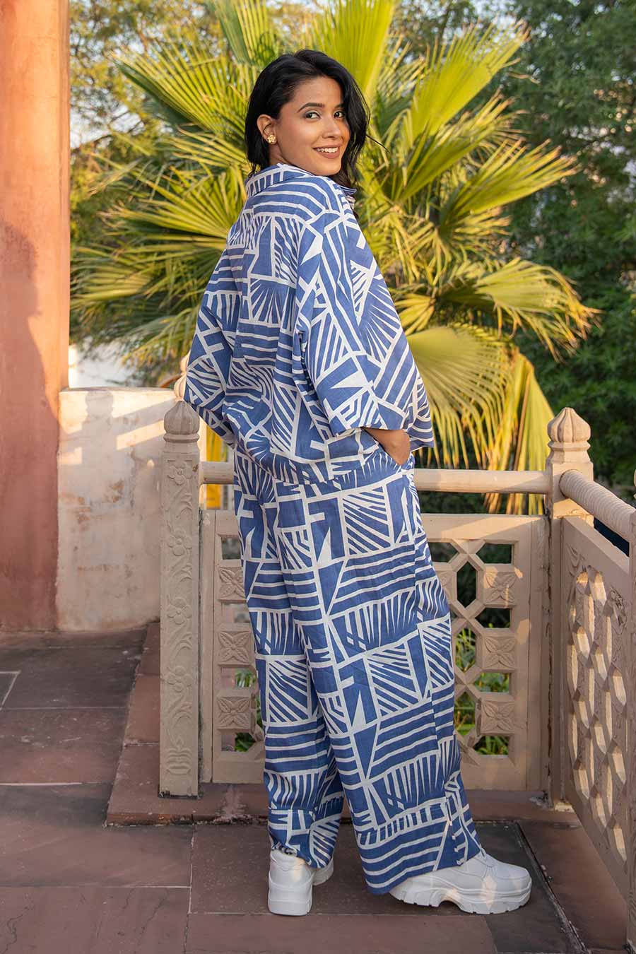 Blue Cotton Printed Co-Ord Set