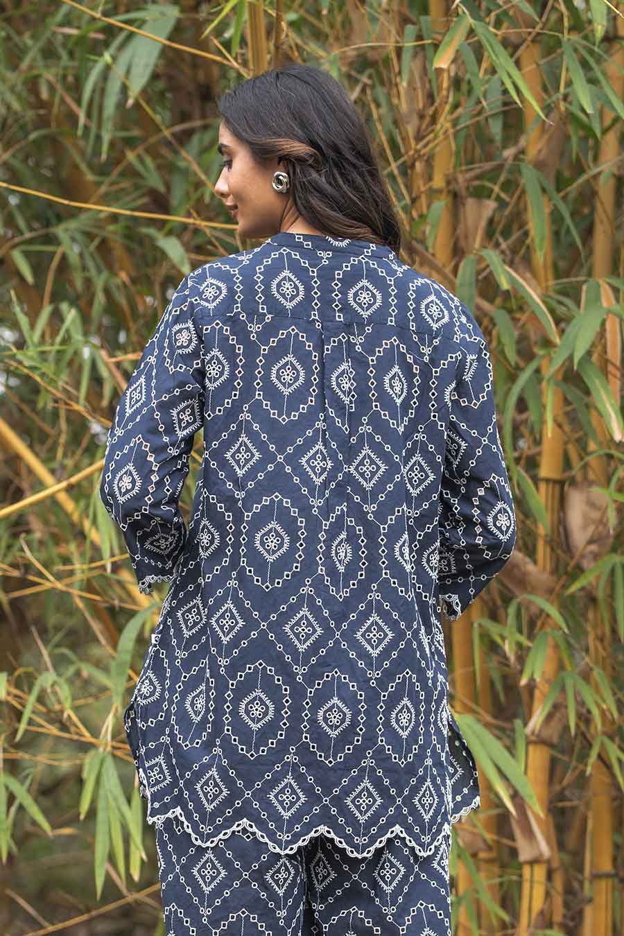 Mabel Navy Blue Cutwork Embroidered Top