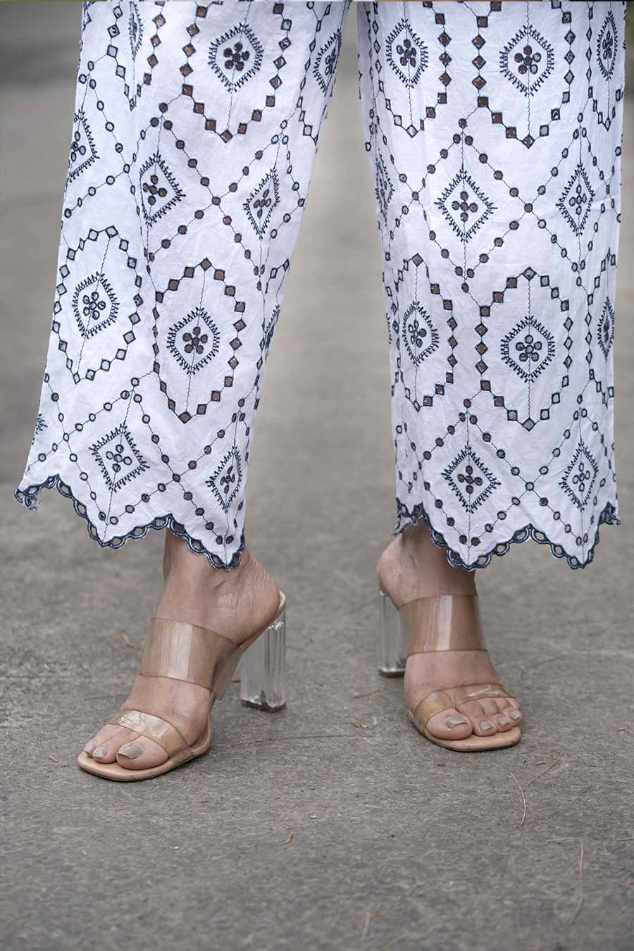 White Cutwork Embroidered Co-Ord Set