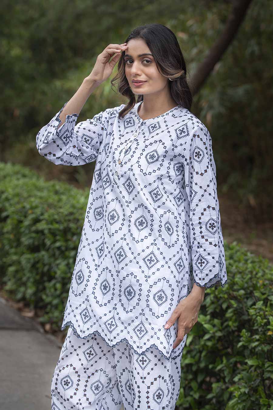 Mabel White Cutwork Embroidered Top