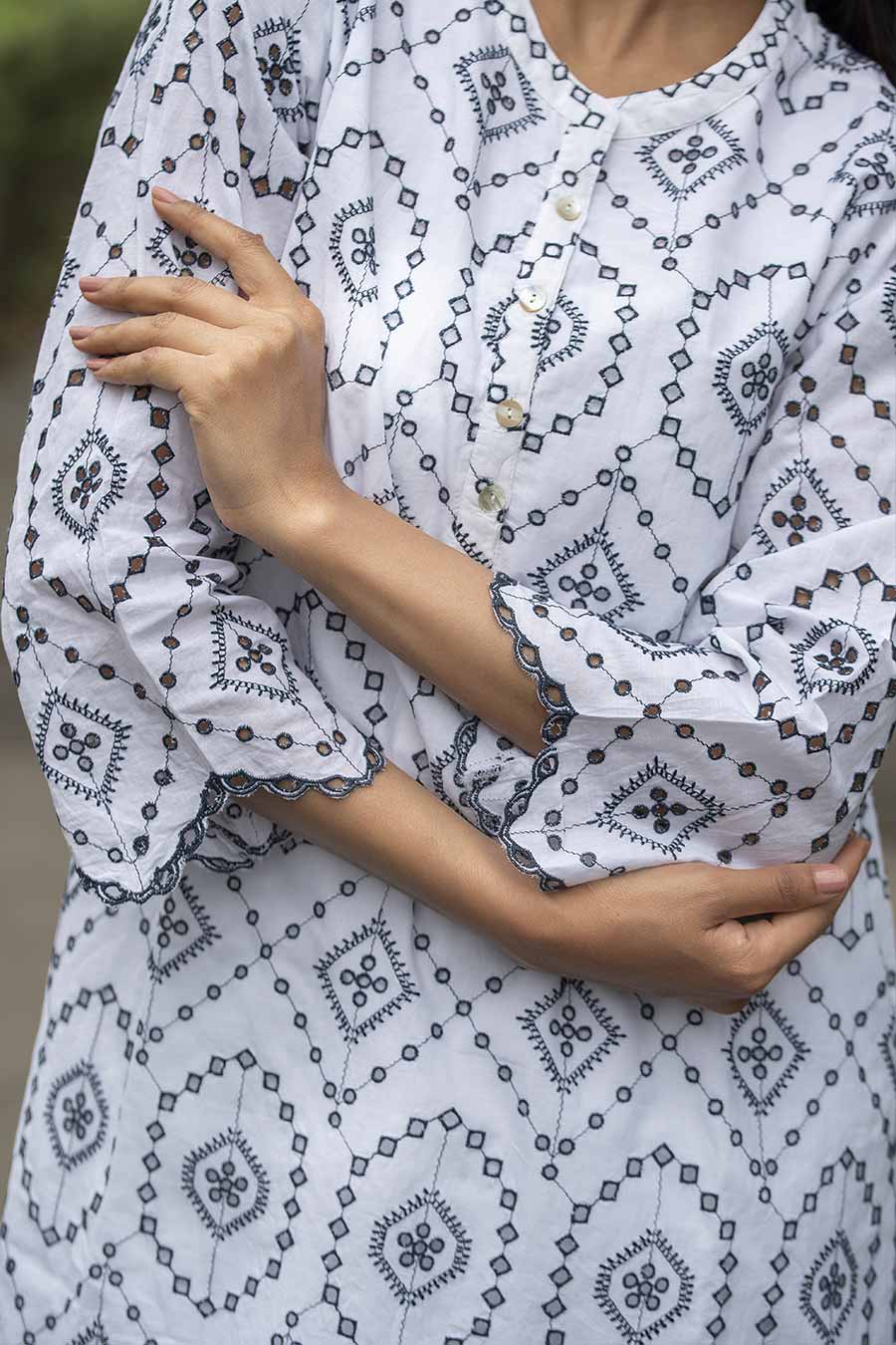 Mabel White Cutwork Embroidered Top