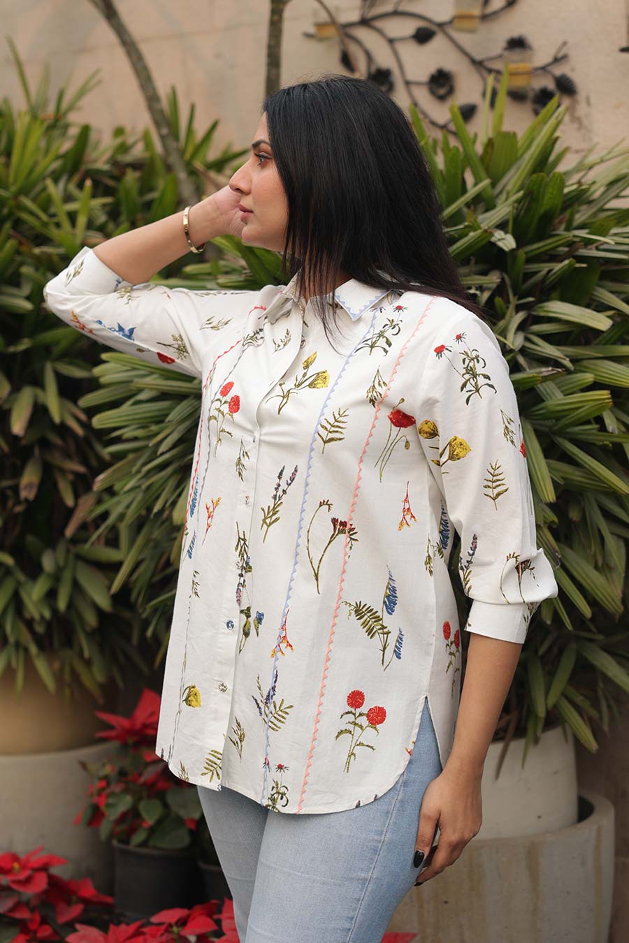 Hallie White Floral Printed Shirt