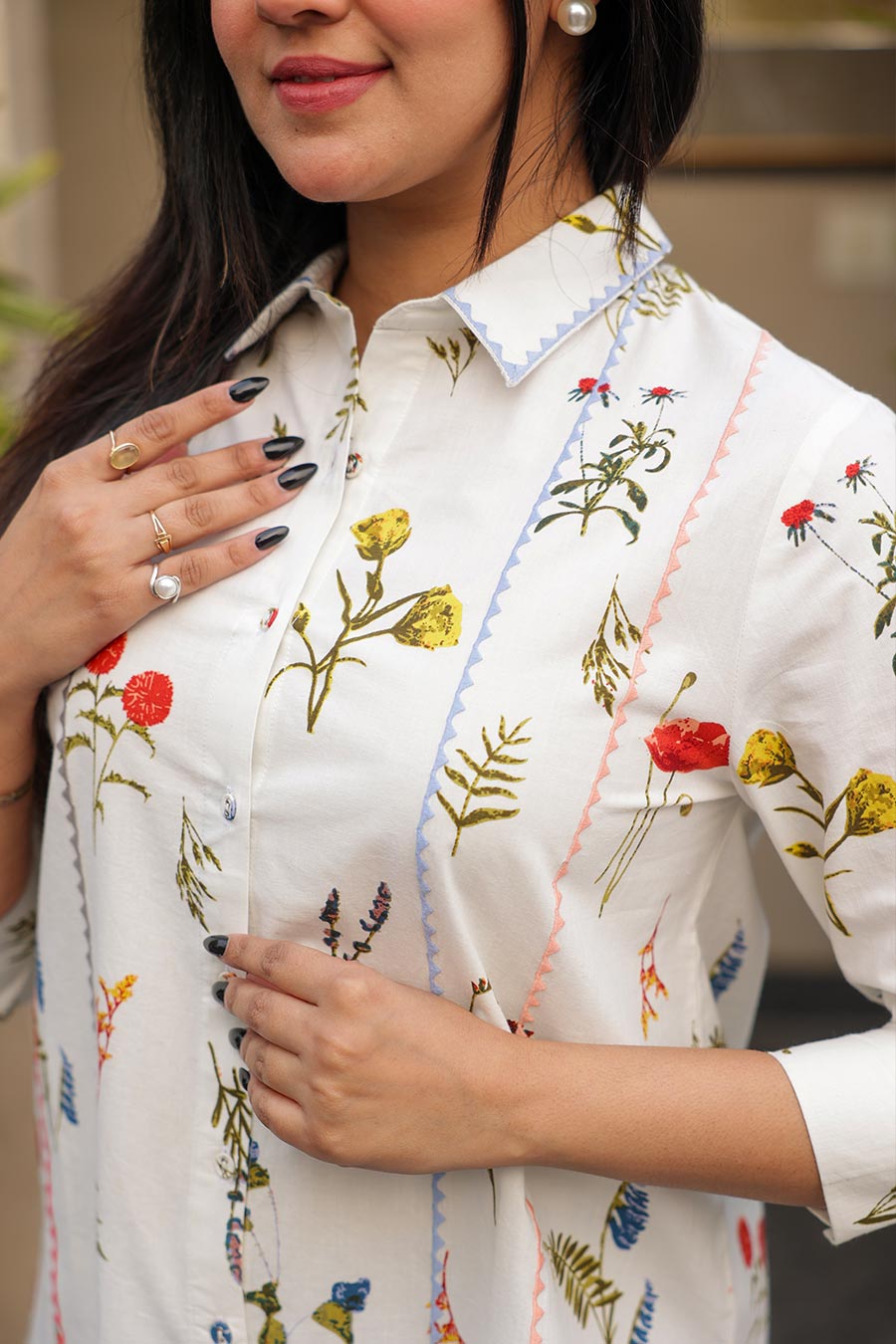 Hallie White Floral Printed Shirt