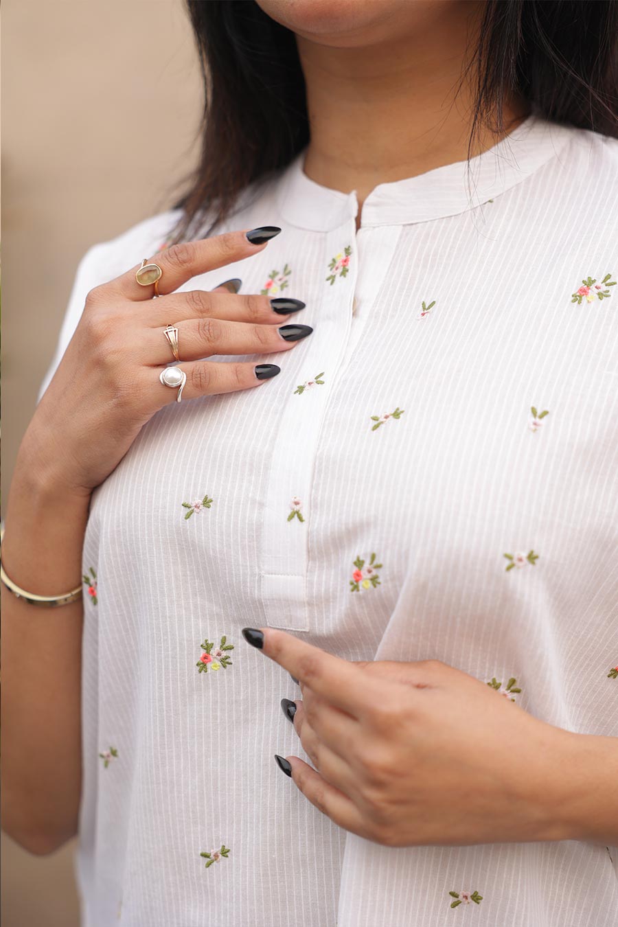 Sienna White Floral Embroidered Top