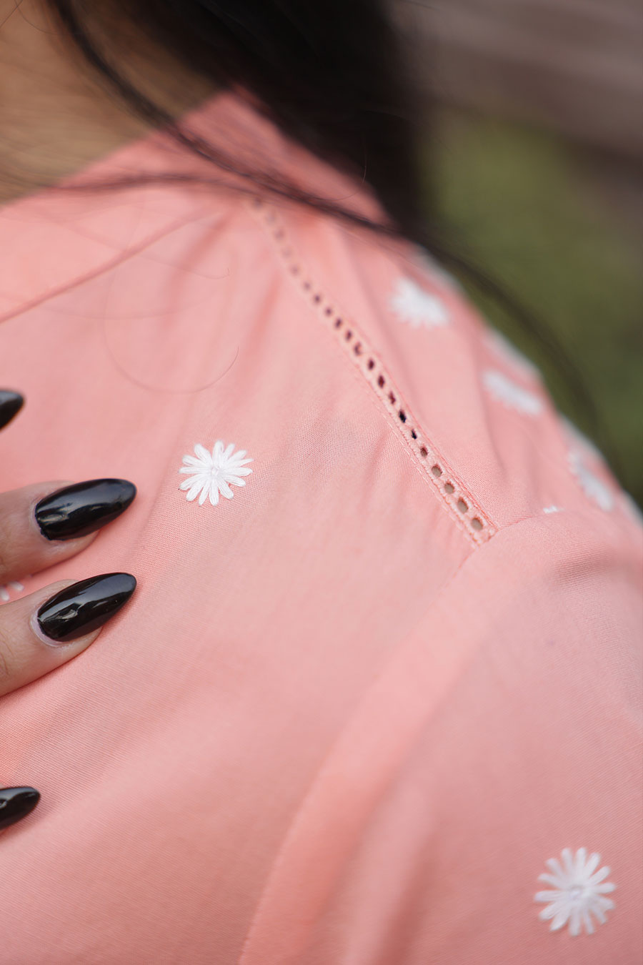 Phoebe Peach Floral Embroidered Shirt