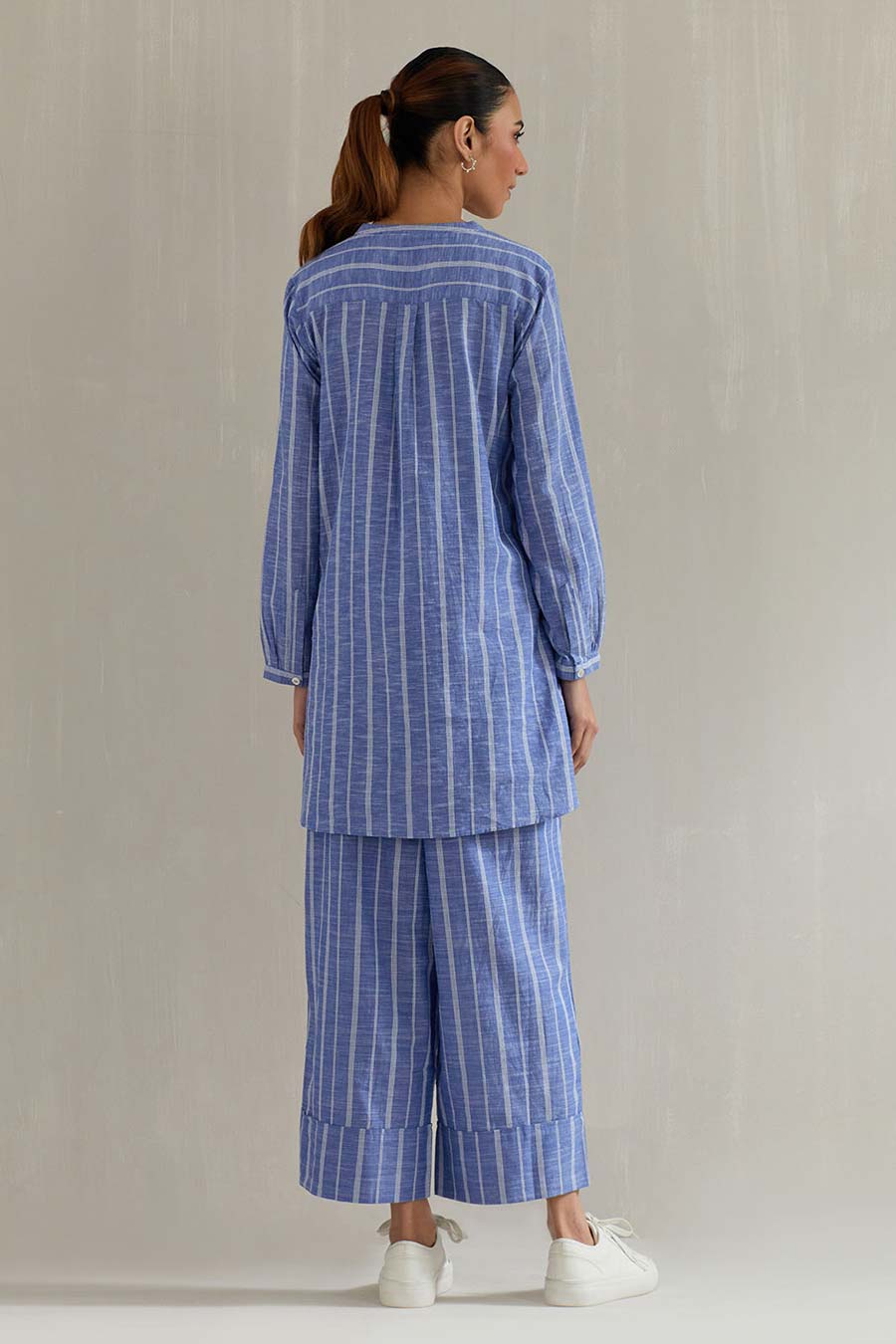 Blue Stripe Embroidered Co-Ord Set