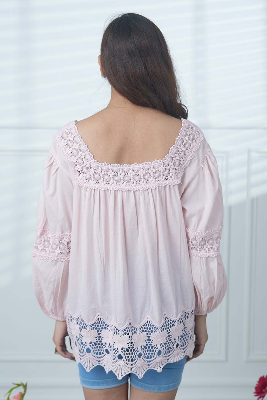 Pink Cotton Embroidered Top