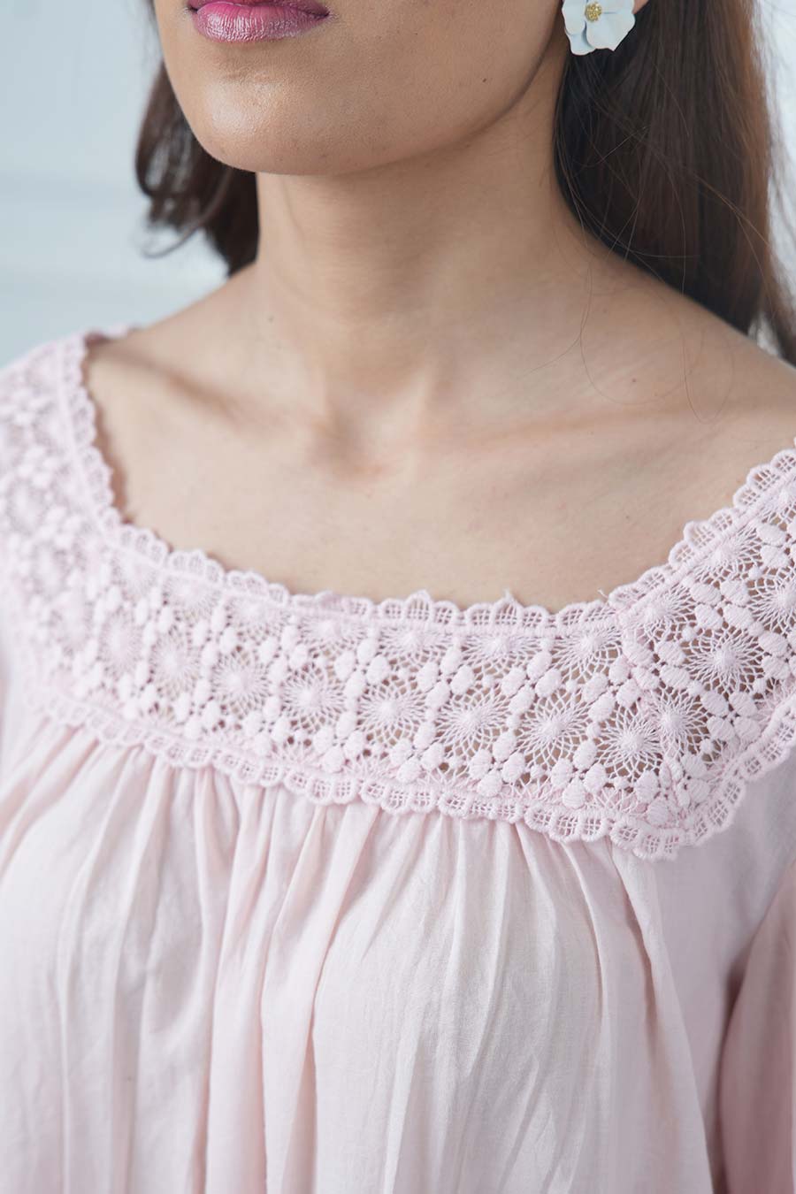 Pink Cotton Embroidered Top