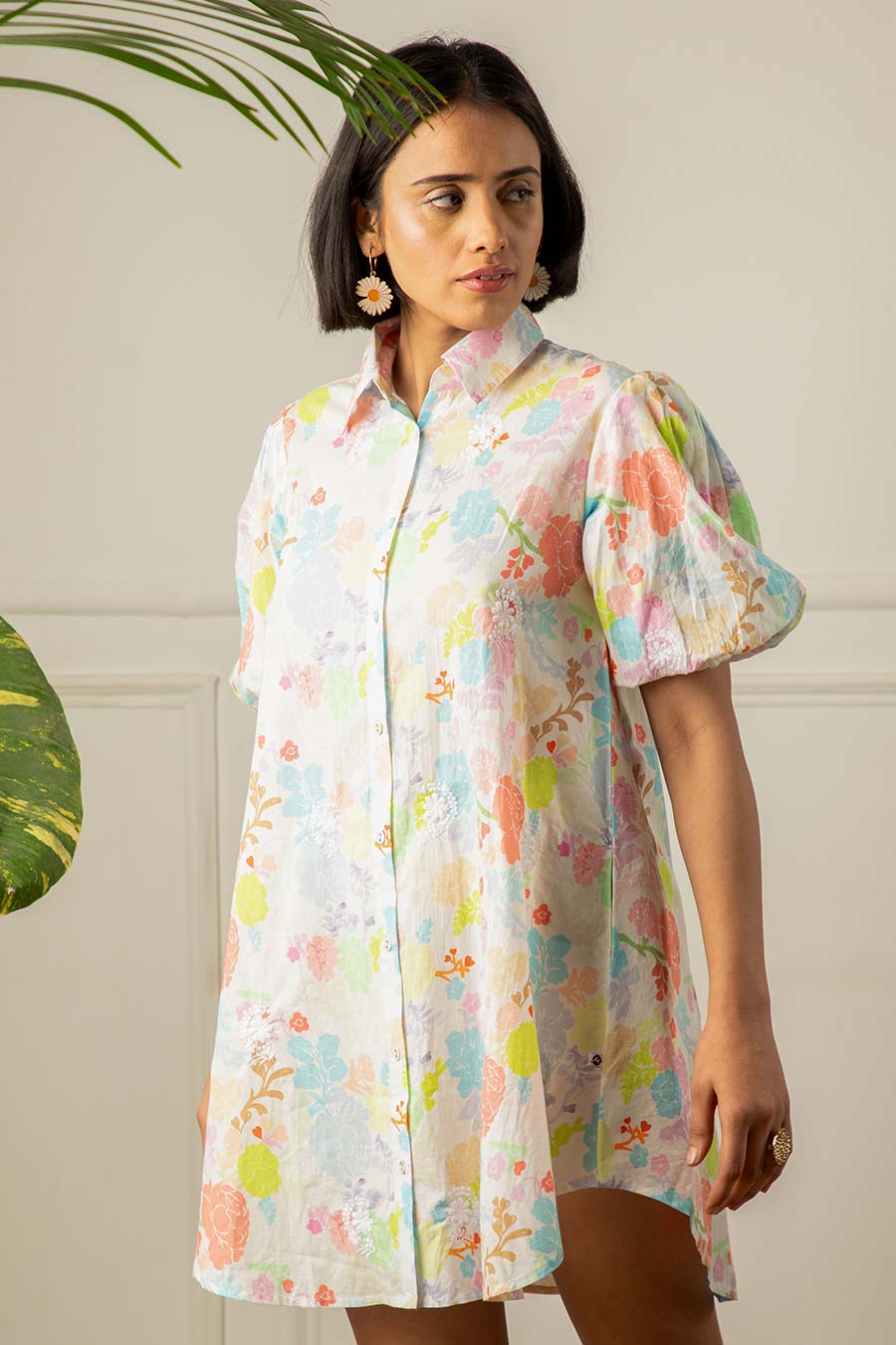 White Neon Printed Dress