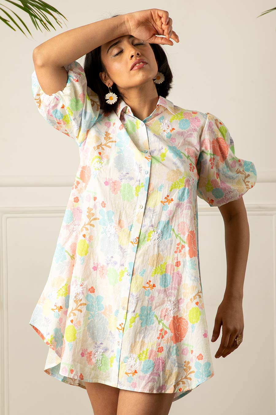 White Neon Printed Dress