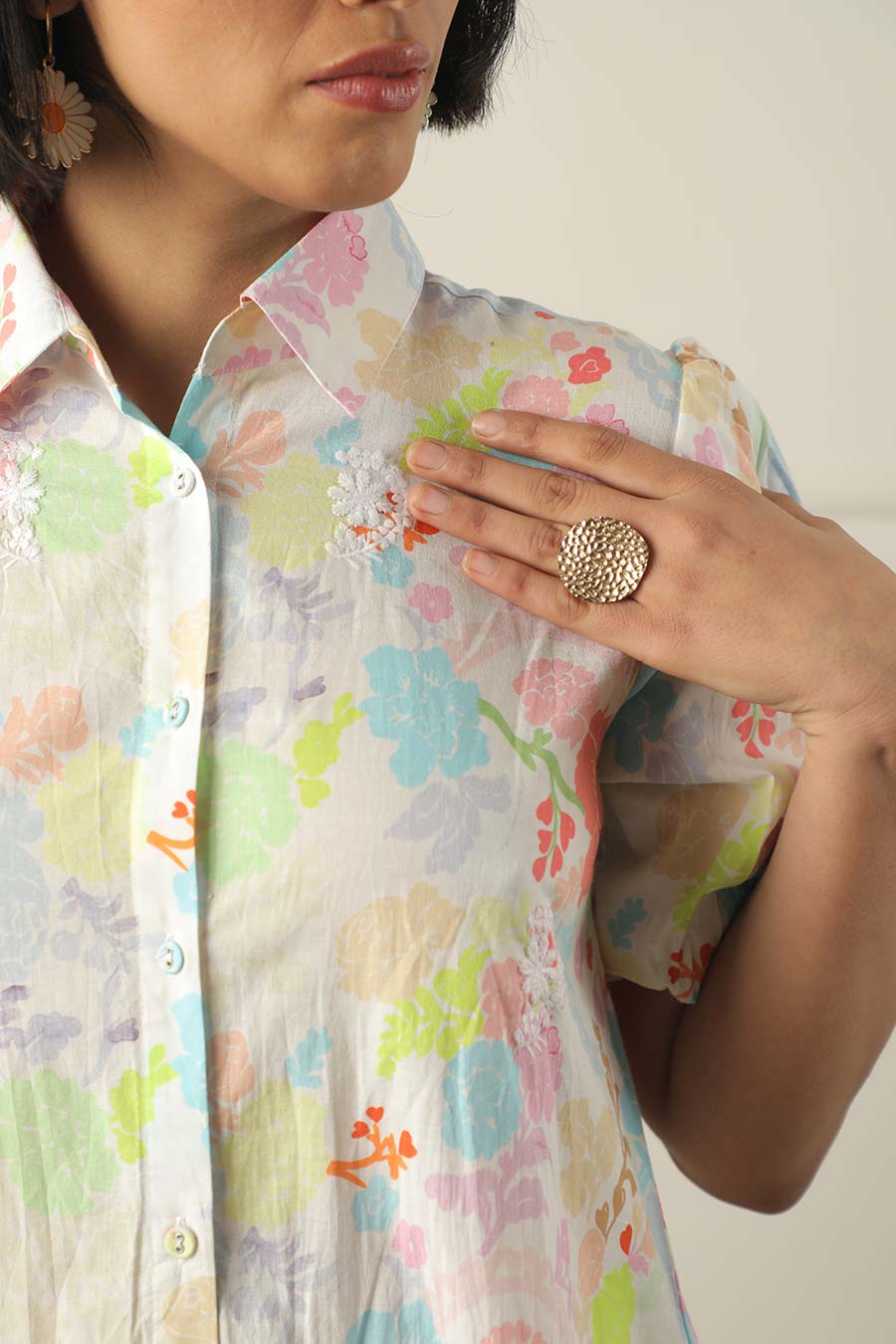 White Neon Printed Dress