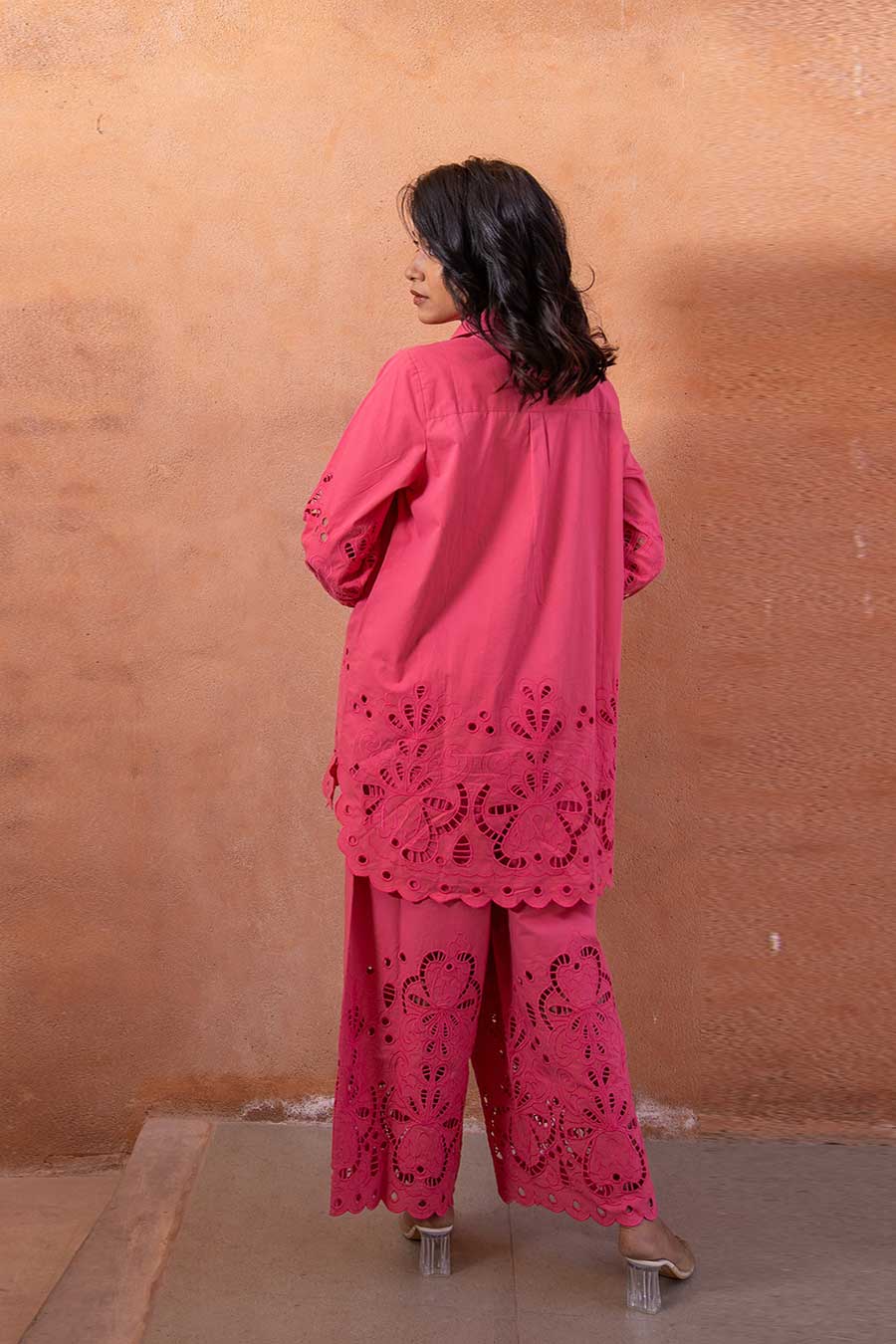Pink Embroidered Tunic & Pant Co-Ord Set