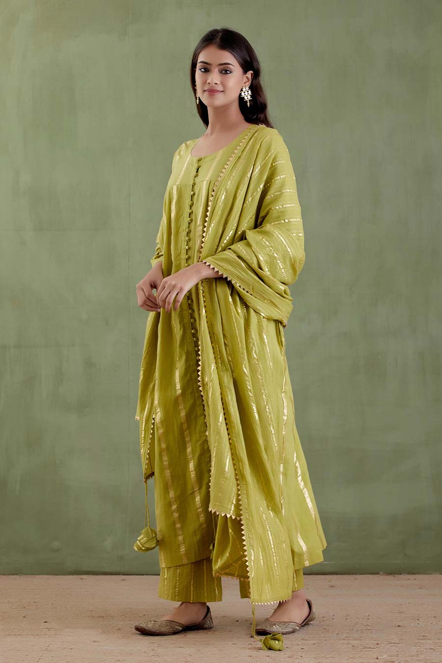 Padmini Green Gathered Kurta Set