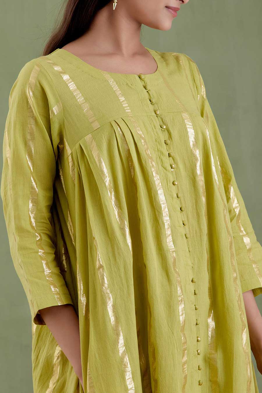 Padmini Green Gathered Kurta Set