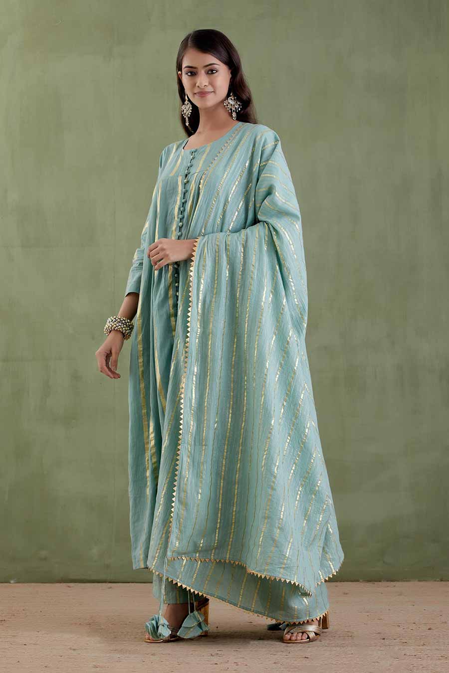 Padmini Blue Gathered Kurta Set