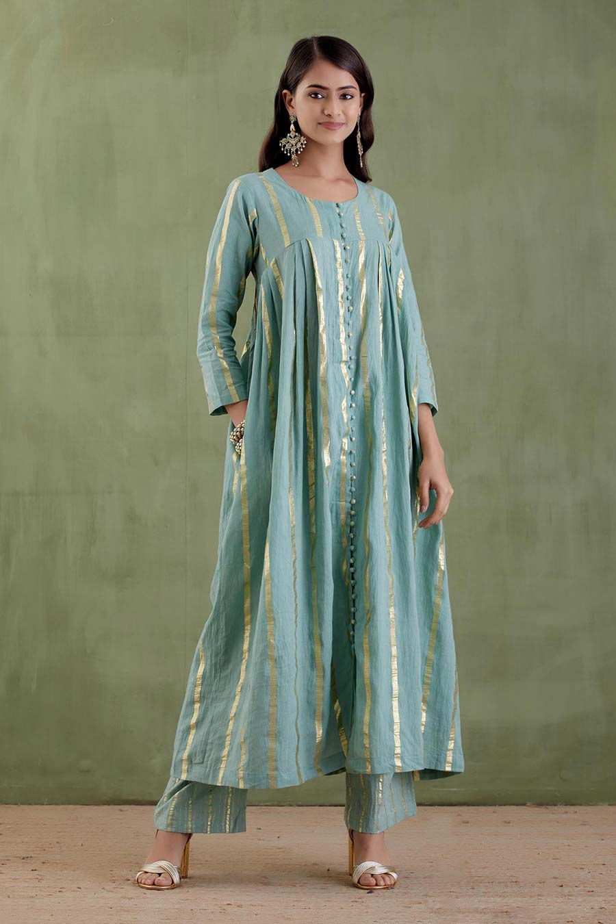 Padmini Blue Gathered Kurta Set