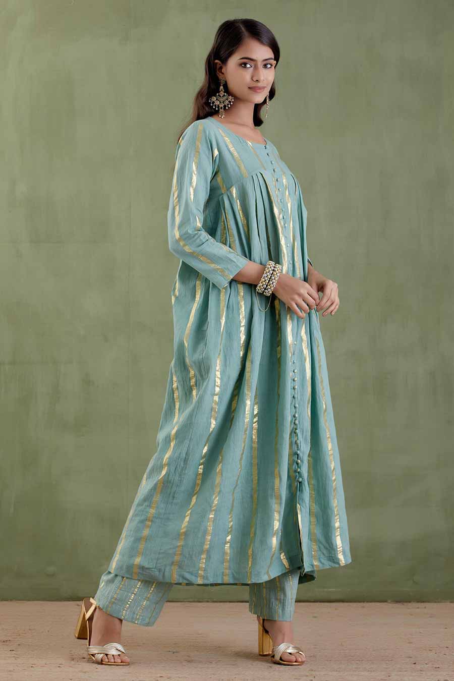 Padmini Blue Gathered Kurta Set