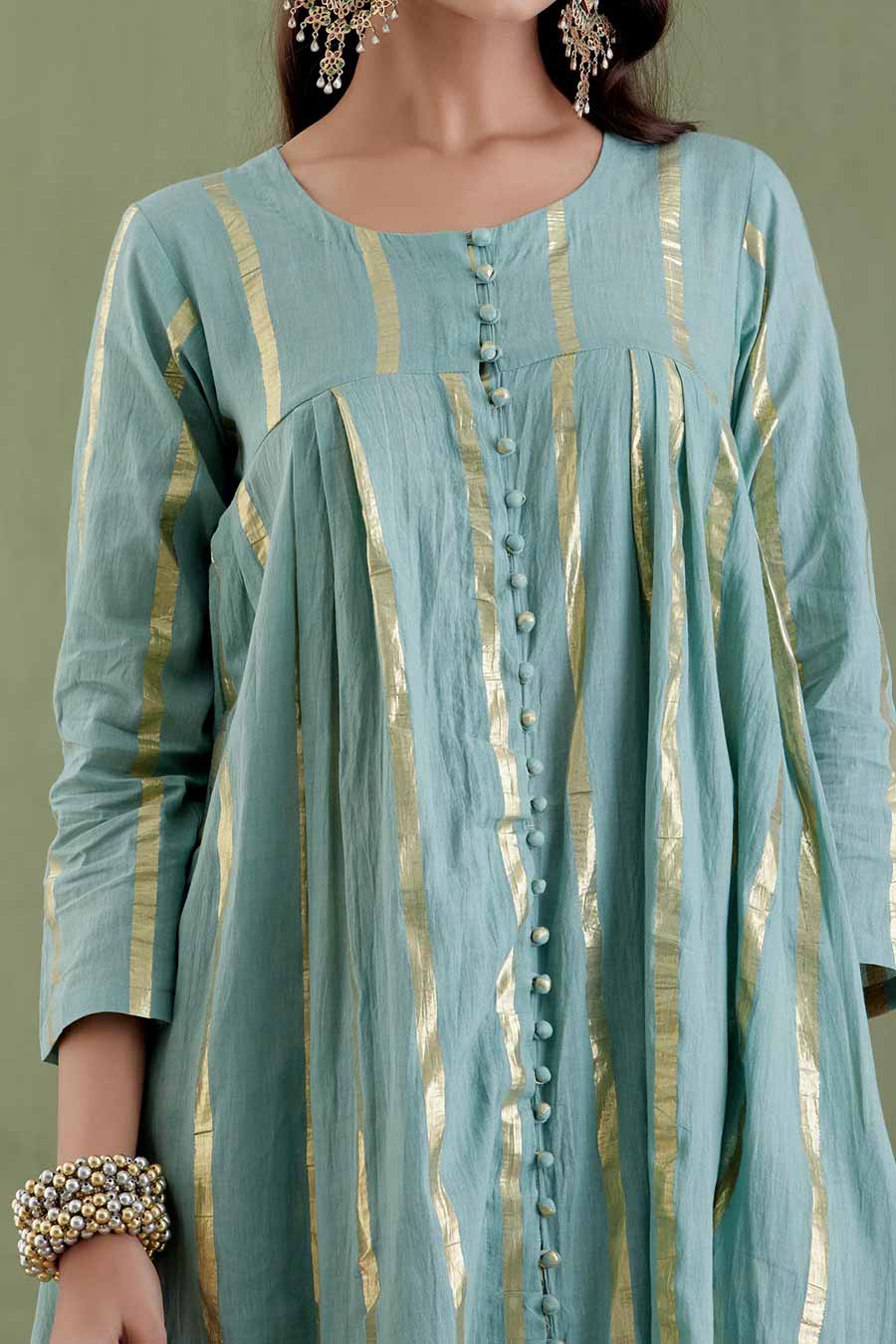 Padmini Blue Gathered Kurta Set