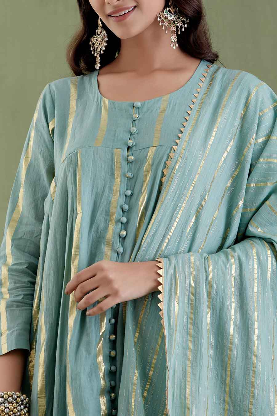 Padmini Blue Gathered Kurta Set