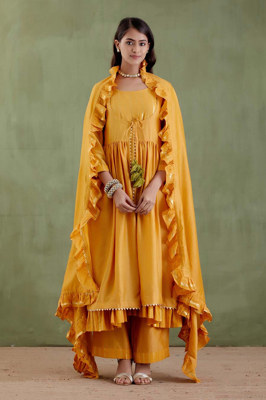 Padmavati Yellow Kurta with Jacket Set