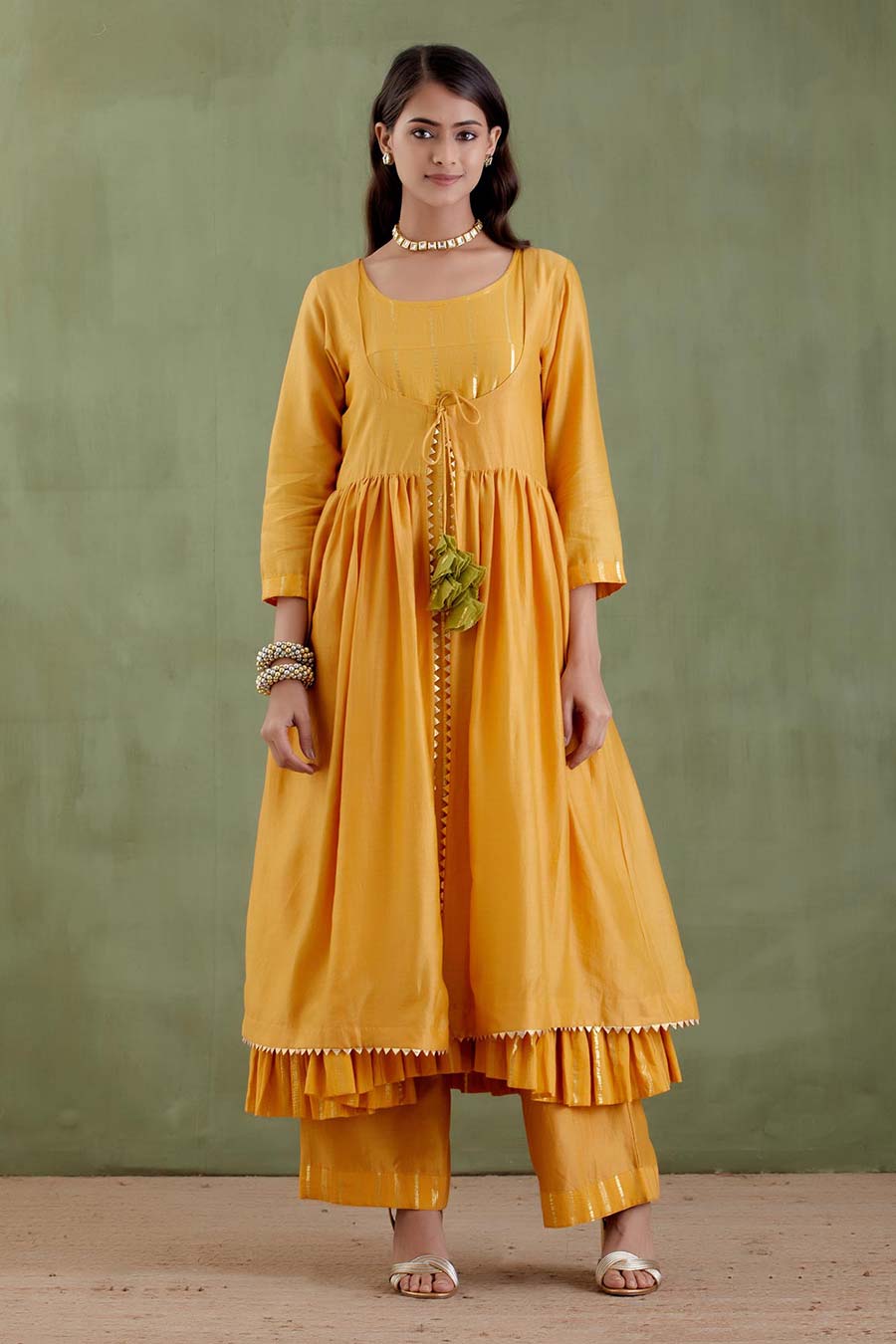 Padmavati Yellow Kurta with Jacket Set