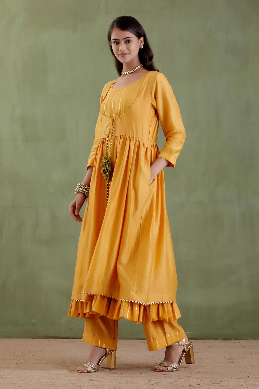 Padmavati Yellow Kurta with Jacket Set