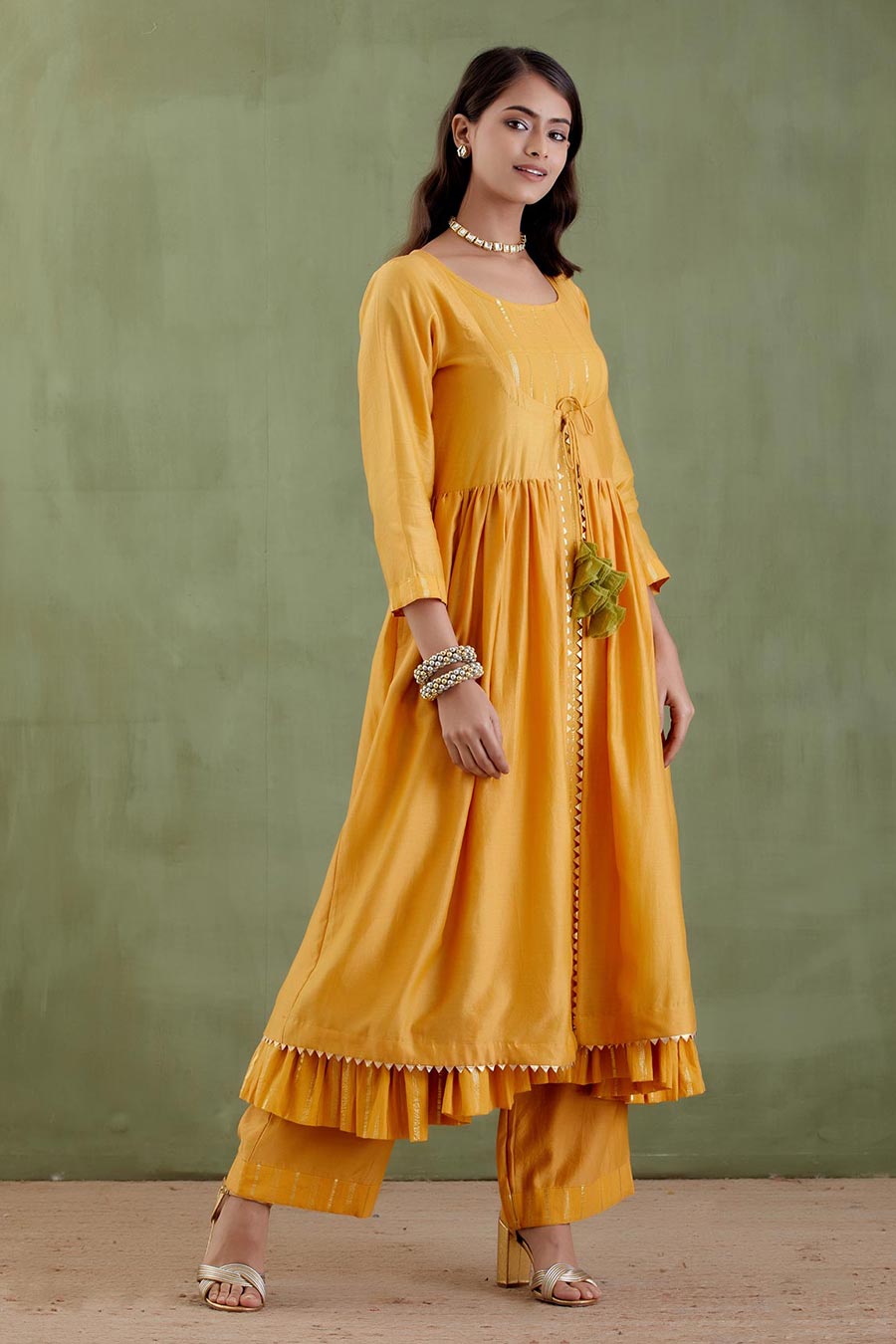 Padmavati Yellow Kurta with Jacket Set