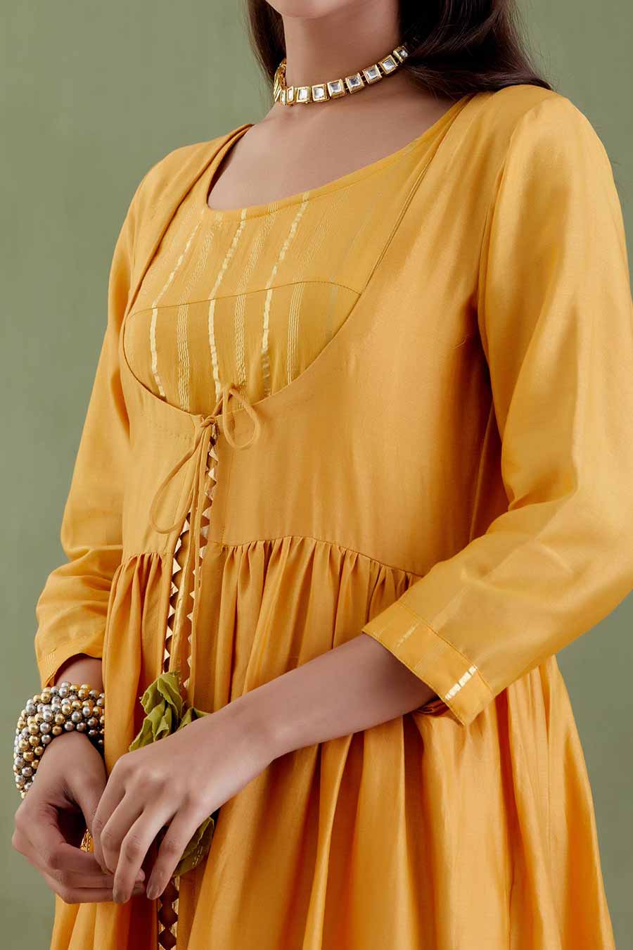 Padmavati Yellow Kurta with Jacket Set